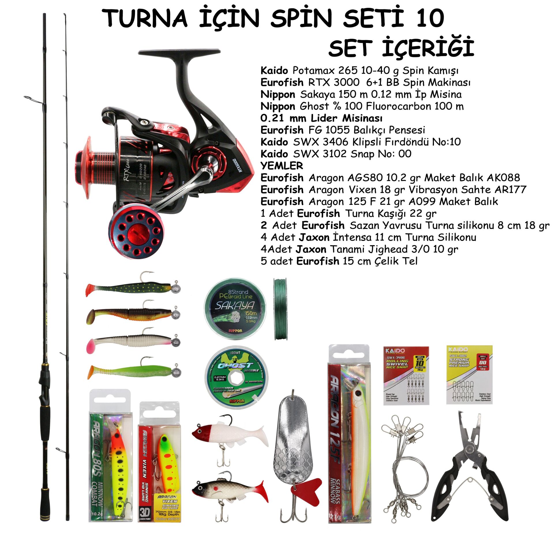 TURNA AVI İÇİN SPİN OLTA SETİ 10