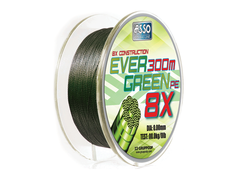 Asso Ever Green 8 Örgü Mumlu İp Misina 130MT NO: 0,24MM / 130MT. / 30,00 LB
