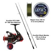 Eurofish Black Mamba 270 cm 8-38 gr + Eurofish RTX 3000 Spin Olta Seti