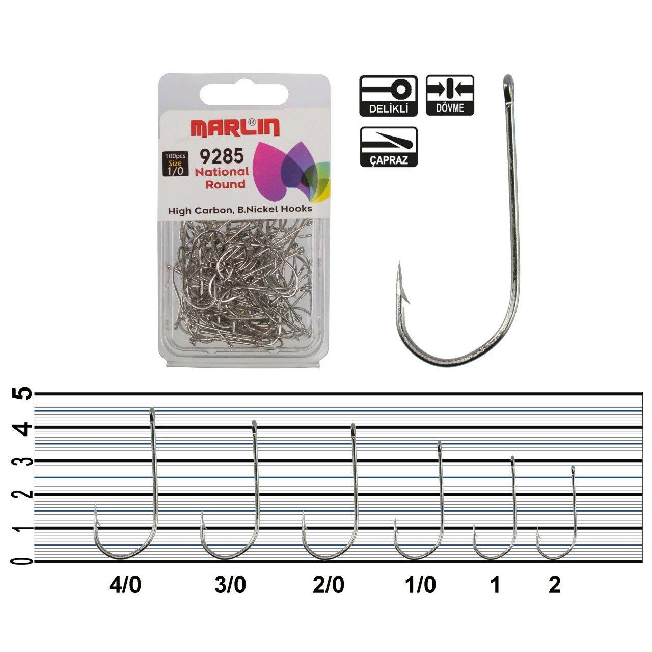 Marlin 9285 Nickel Çapraz İğne No:3/0 (100Pcs)