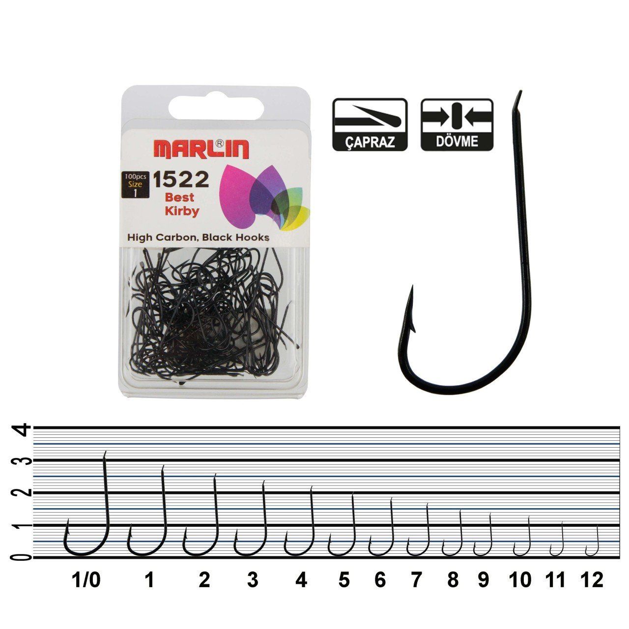 Marlin 1522 Siyah Olta İğnesi No:3 (100Pcs)